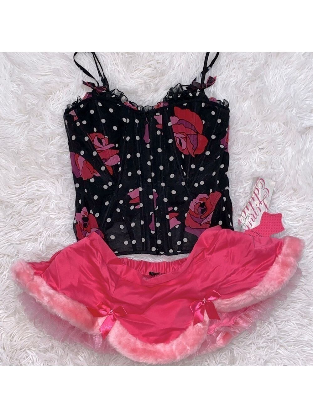 Victoria'sia’s secret Santa baby skirt & Anna Sui for VS floral polka dot corset